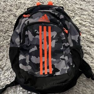 Adidas Men's Black and Orange Camouflage Backpack